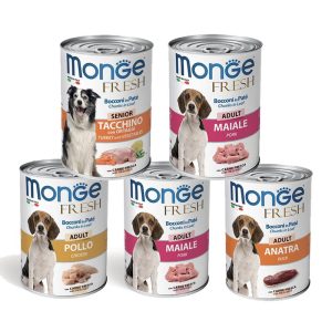 PATE MONGE DẠNG LON 400G DÀNH CHO CHÓ NHIỀU MÙI VỊ