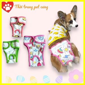 Quần Tã Cho Cún Cái - Đực Chống Tuột Có Đai Điểu Chỉnh